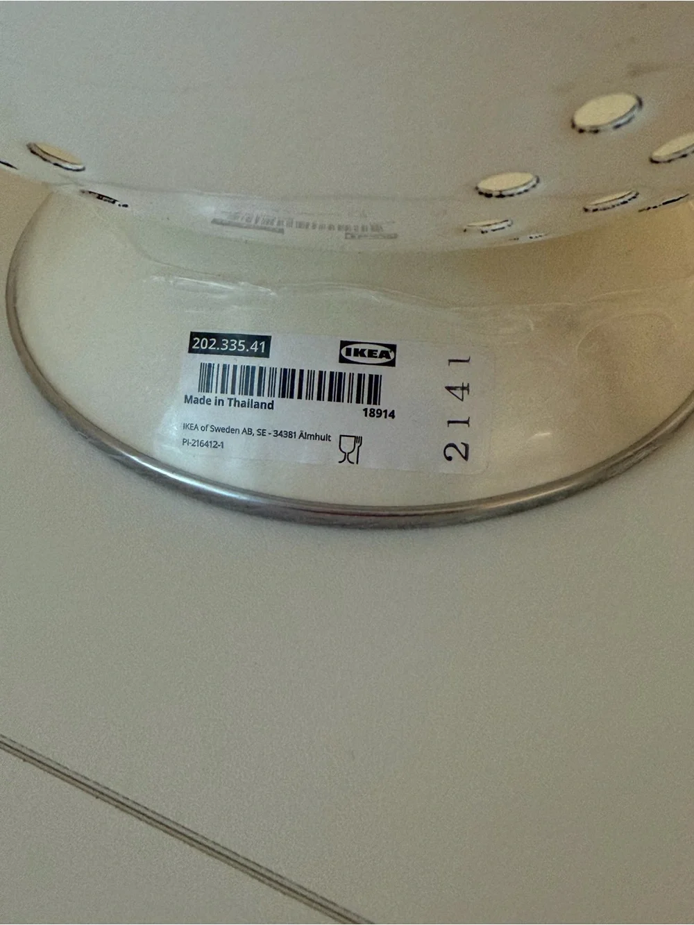 IKEA Off-White Enamel Metal Colander Footed Strainer w/ Handles 9”
